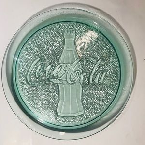 Vintage Green Glass Coca-Cola Round Platter Tray